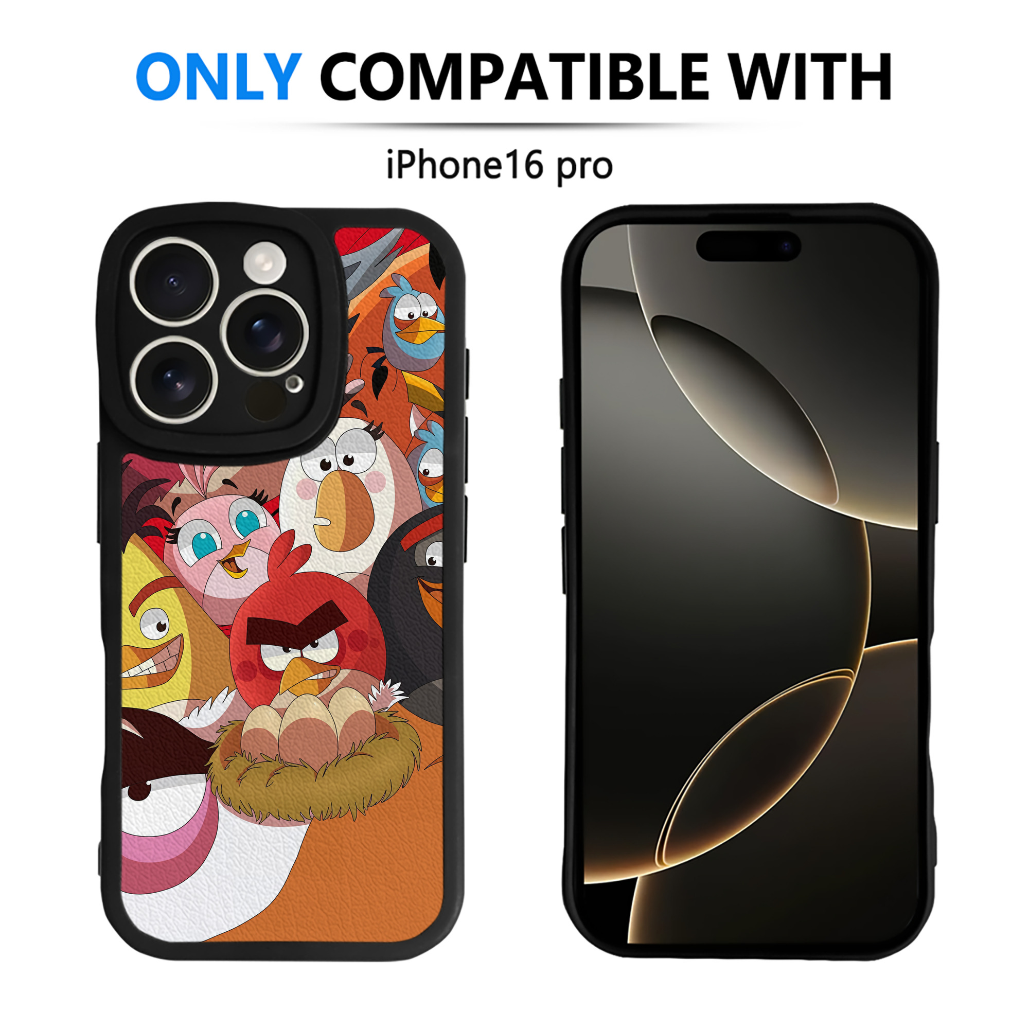 （画像用） Angry Birds アングリーバード 【iPhone 16シリーズ対応】シリコンスマホケース（レザー調） 材質：シリコン